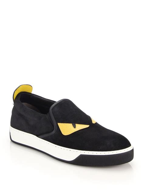 fendi sneaker black elastuc|Fendi monster slip on sneakers.